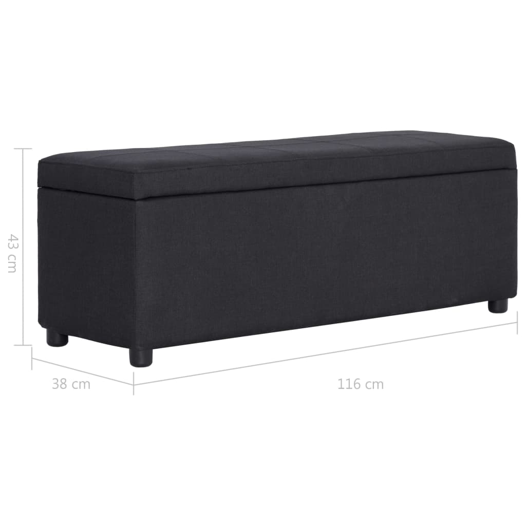 Bankje met opbergvak 116 cm polyester zwart is nu te koop bij PeponiXL, paradijselijk wonen!