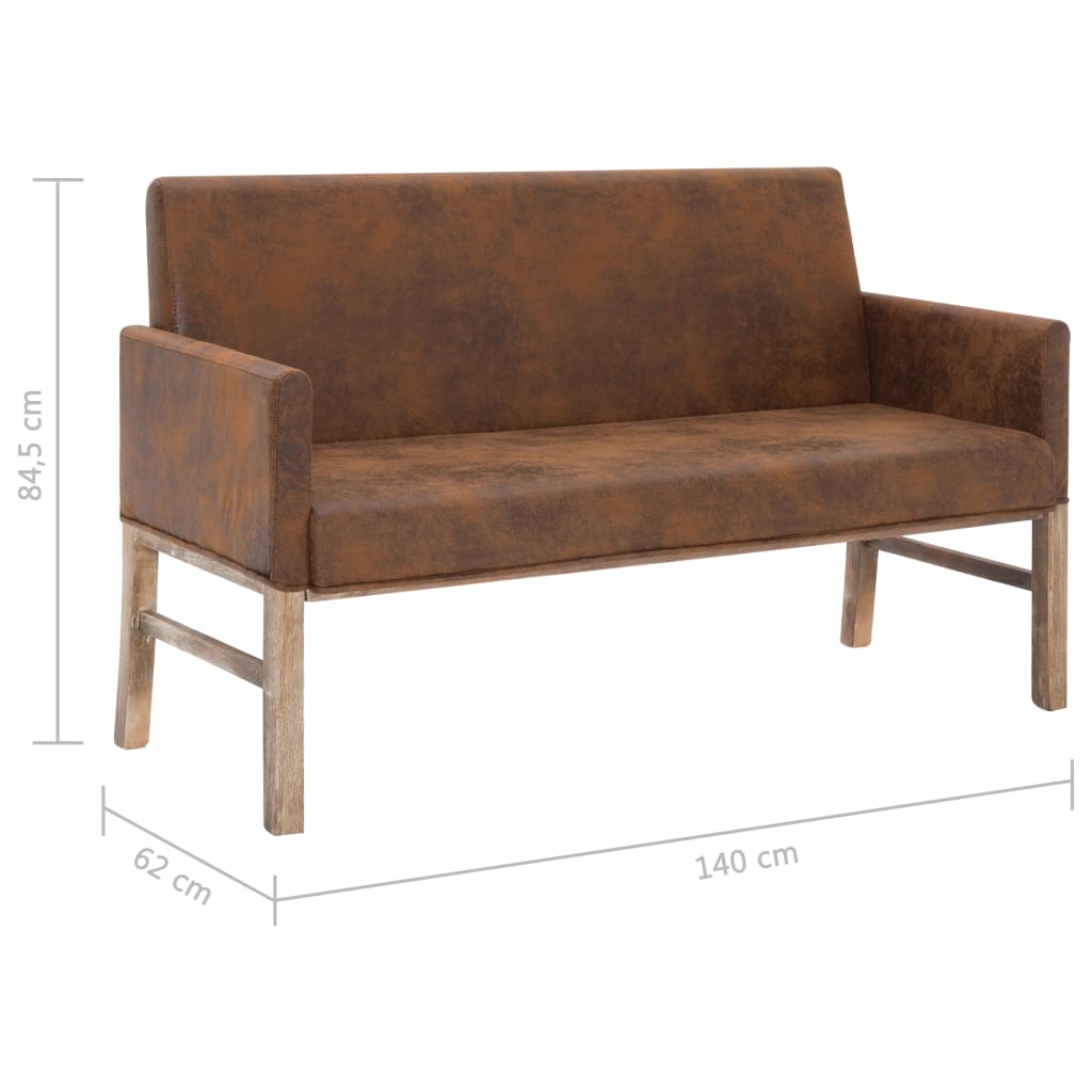 Bankje met armleuning 140 cm kunstsuède bruin is nu te koop bij PeponiXL, paradijselijk wonen!