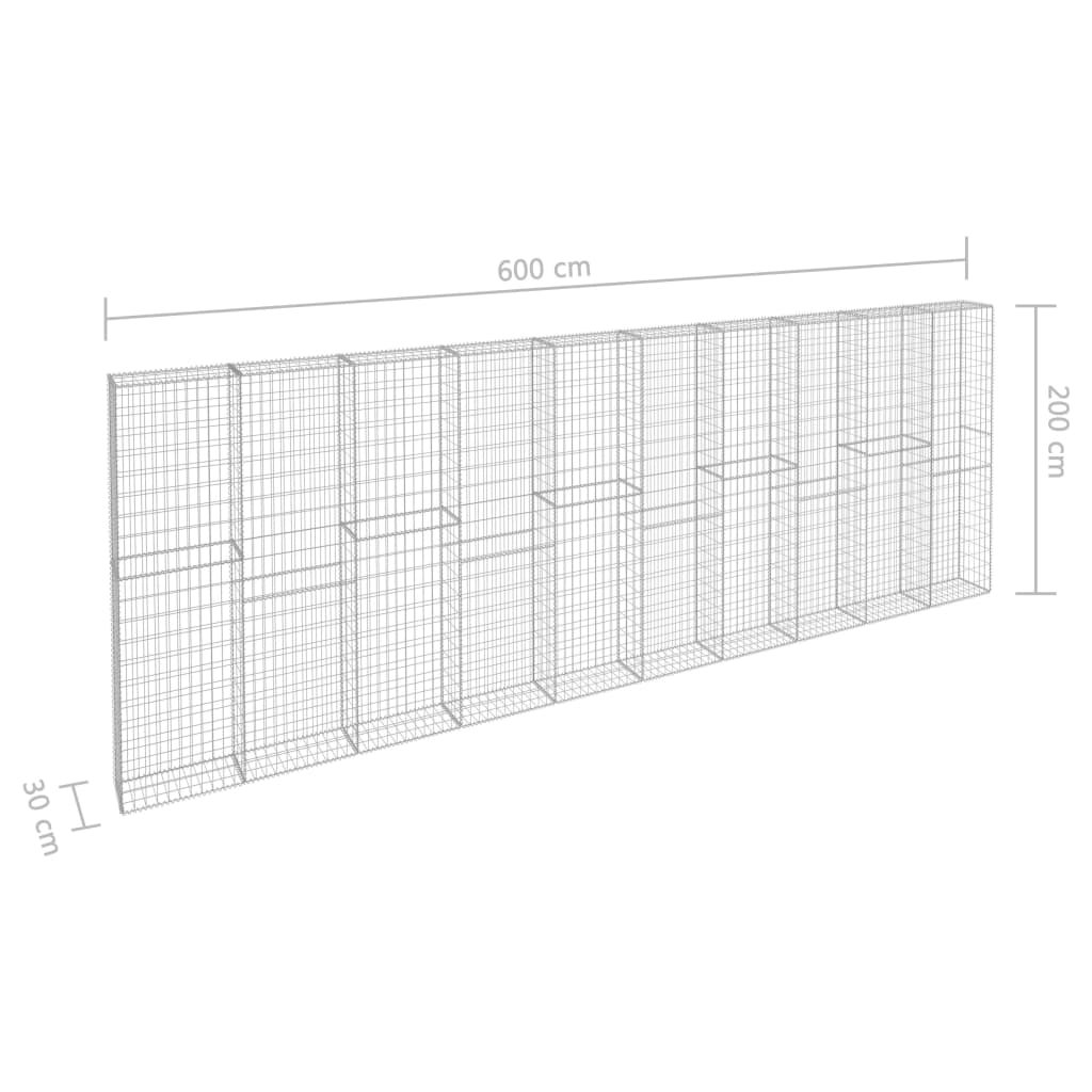 Schanskorfmuur met deksels 600x30x200 cm gegalvaniseerd staal is nu te koop bij PeponiXL, paradijselijk wonen!