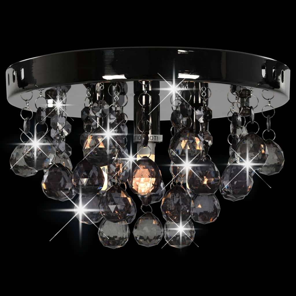 Plafondlamp met smoky kralen rond G9 zwart is nu te koop bij PeponiXL, paradijselijk wonen!
