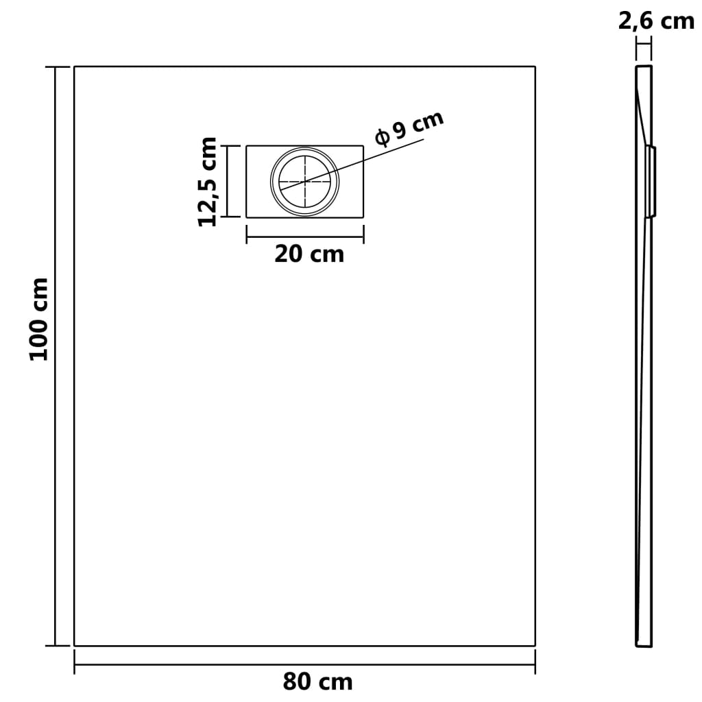 Douchebak 100x80 cm SMC zwart is nu te koop bij PeponiXL, paradijselijk wonen!
