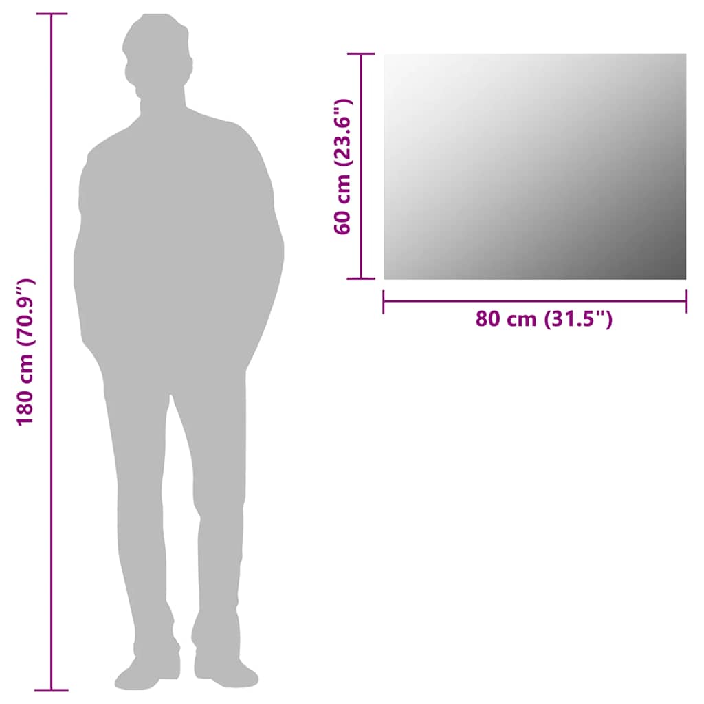 Spiegel frameloos 80x60 cm glas is nu te koop bij PeponiXL, paradijselijk wonen!