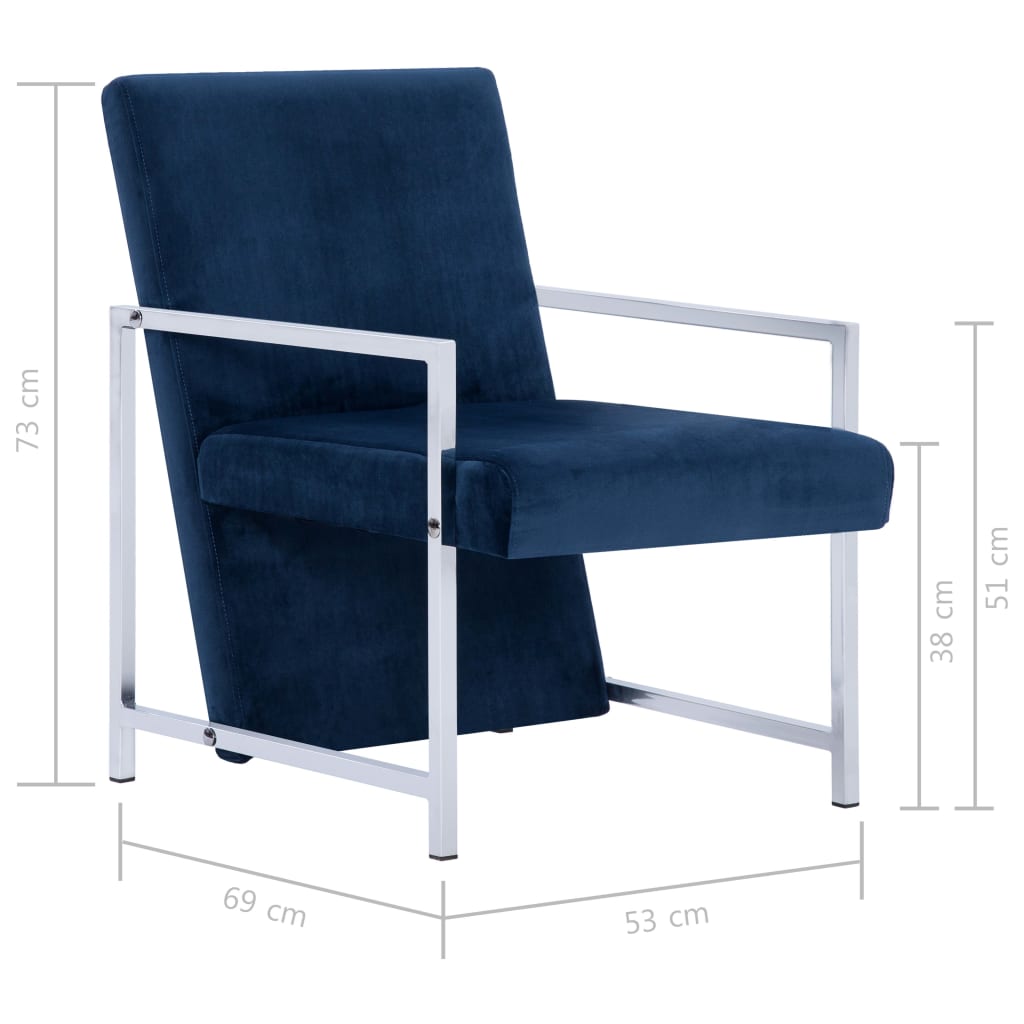 Fauteuil met chromen poten fluweel blauw is nu te koop bij PeponiXL, paradijselijk wonen!