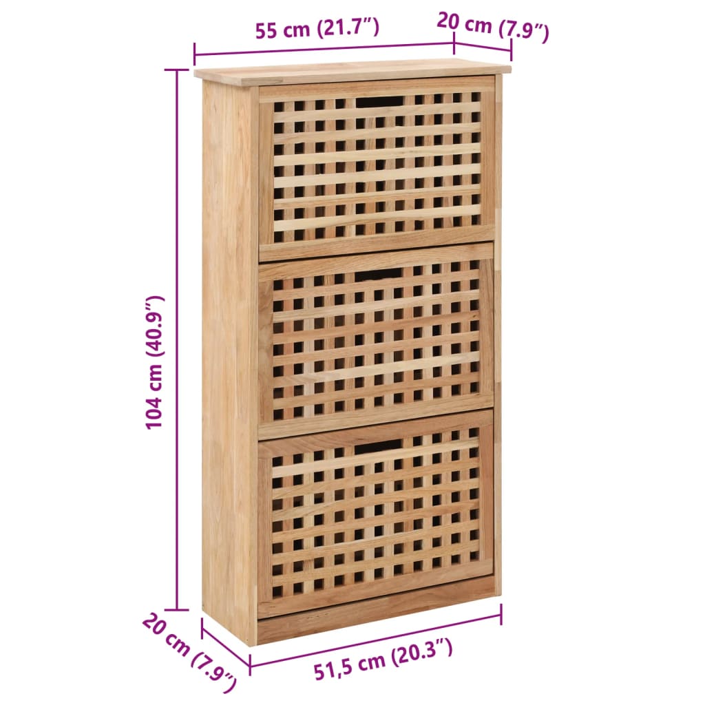 Schoenenkast 55x20x104 cm massief walnotenhout is nu te koop bij PeponiXL, paradijselijk wonen!