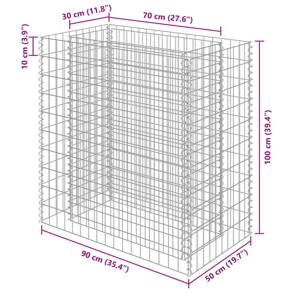 Gabion plantenbak verhoogd 90x50x100 cm gegalvaniseerd staal is nu te koop bij PeponiXL, paradijselijk wonen!