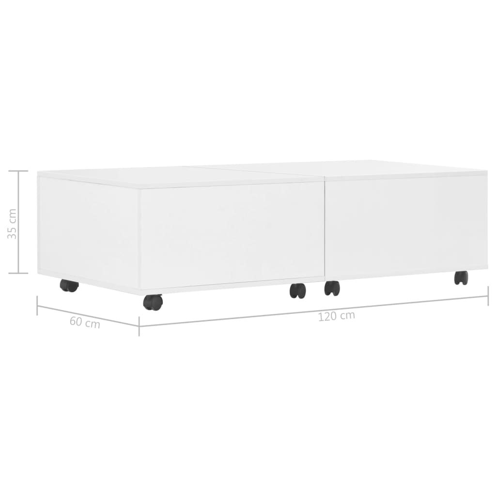 Salontafel 120x60x35 cm hoogglans wit is nu te koop bij PeponiXL, paradijselijk wonen!
