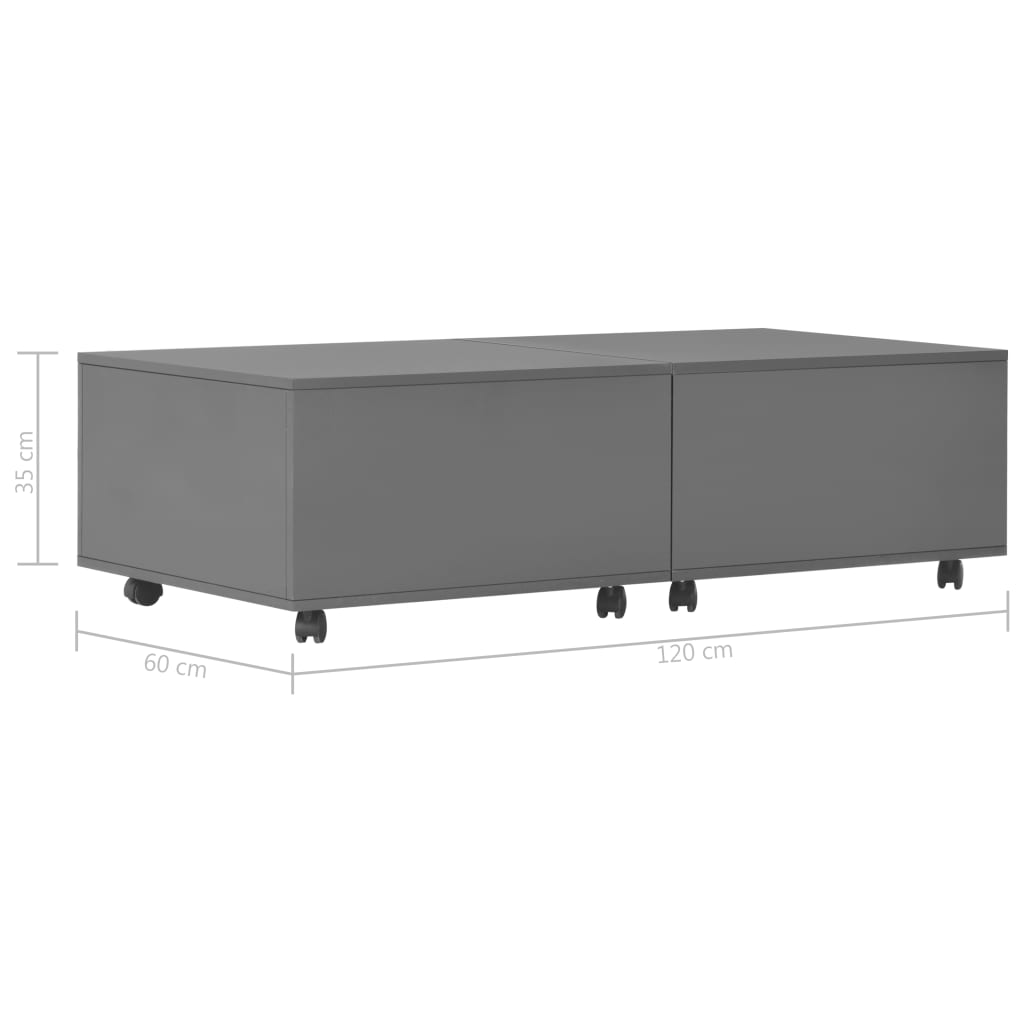 Salontafel 120x60x35 cm hoogglans grijs is nu te koop bij PeponiXL, paradijselijk wonen!