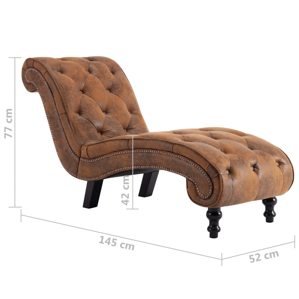 Chaise longue kunstsuède bruin is nu te koop bij PeponiXL, paradijselijk wonen!