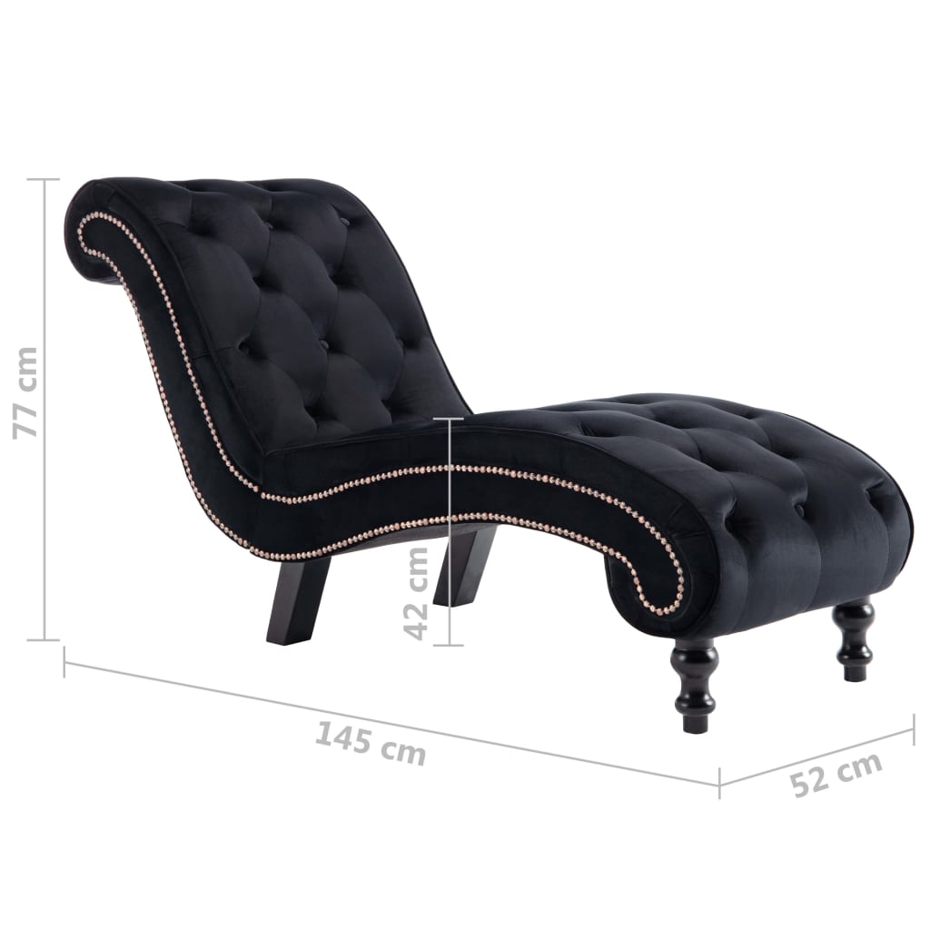 Chaise longue fluweel zwart is nu te koop bij PeponiXL, paradijselijk wonen!