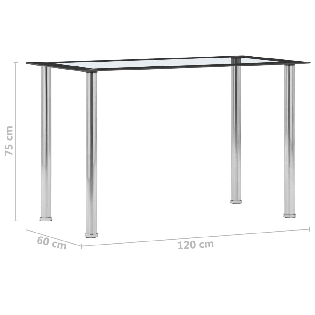 Eettafel 120x60x75 cm gehard glas zwart en transparant is nu te koop bij PeponiXL, paradijselijk wonen!