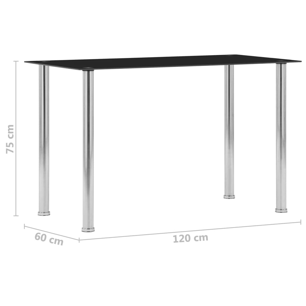 Eettafel 120x60x75 cm gehard glas zwart is nu te koop bij PeponiXL, paradijselijk wonen!
