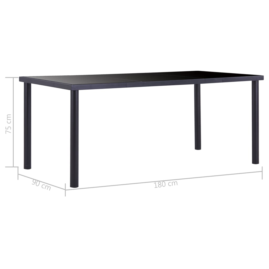 Eettafel 180x90x75 cm gehard glas zwart is nu te koop bij PeponiXL, paradijselijk wonen!