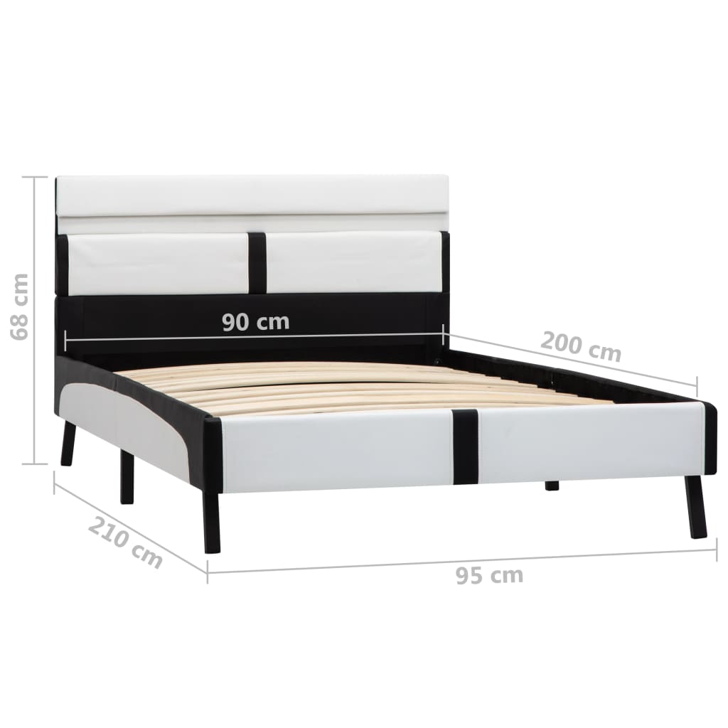 Bedframe met LED kunstleer wit en zwart 90x200 cm is nu te koop bij PeponiXL, paradijselijk wonen!