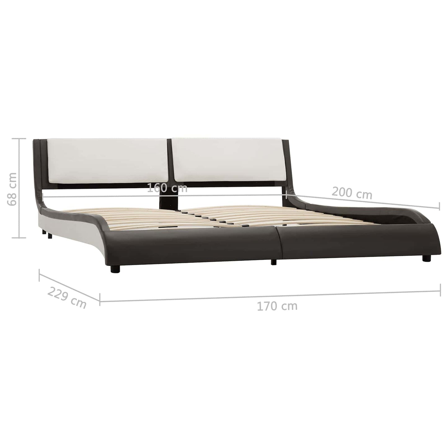 Bedframe Grijs en wit 160 x 200 cm Kunstleer is nu te koop bij PeponiXL, paradijselijk wonen!
