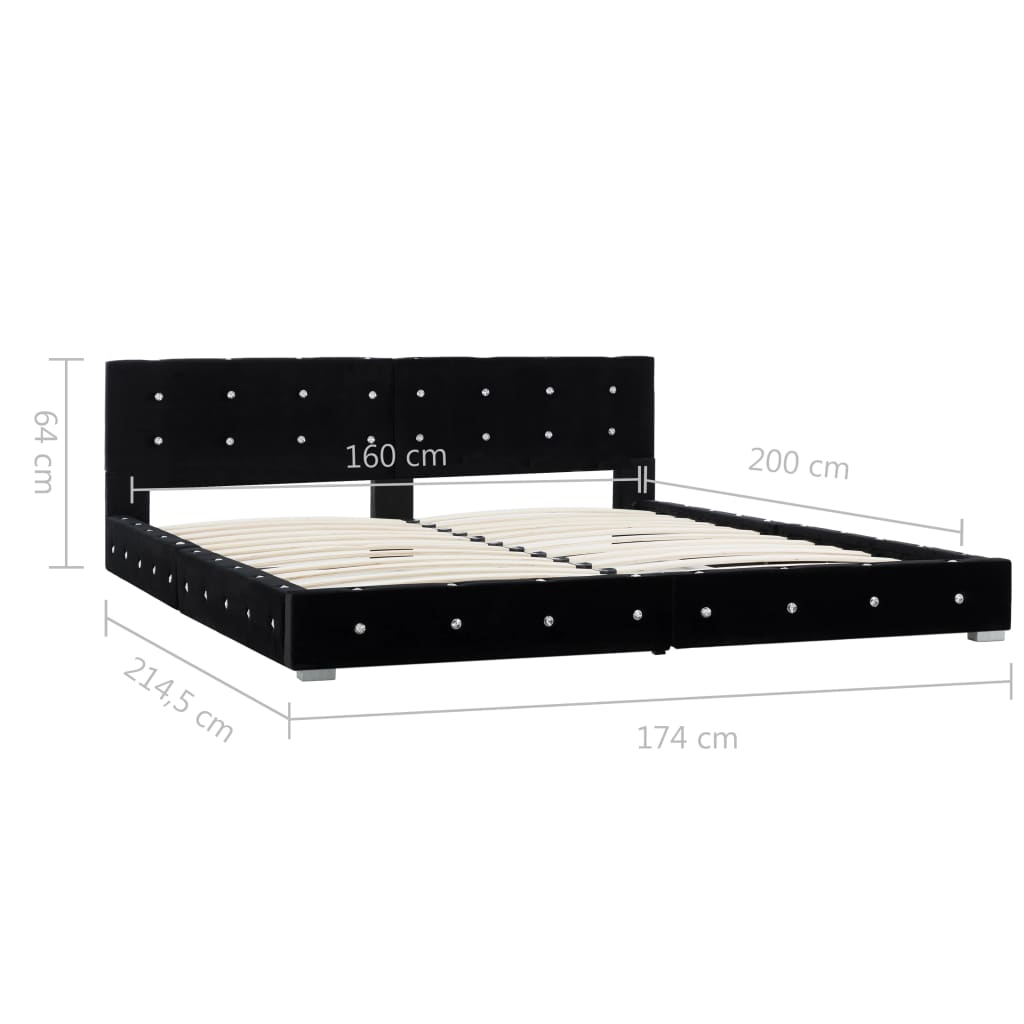 Bedframe fluweel zwart 160x200 cm is nu te koop bij PeponiXL, paradijselijk wonen!