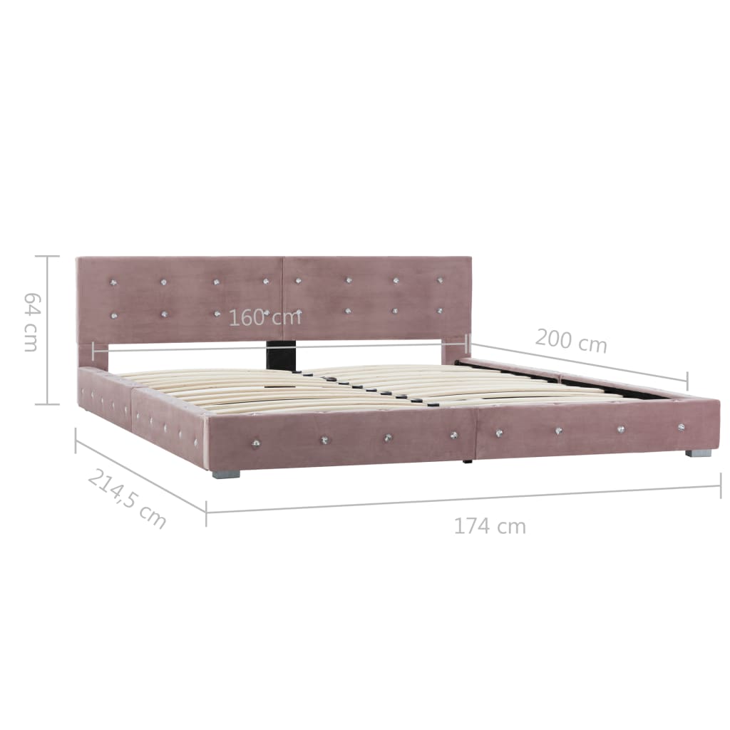 Bedframe fluweel roze 160x200 cm is nu te koop bij PeponiXL, paradijselijk wonen!