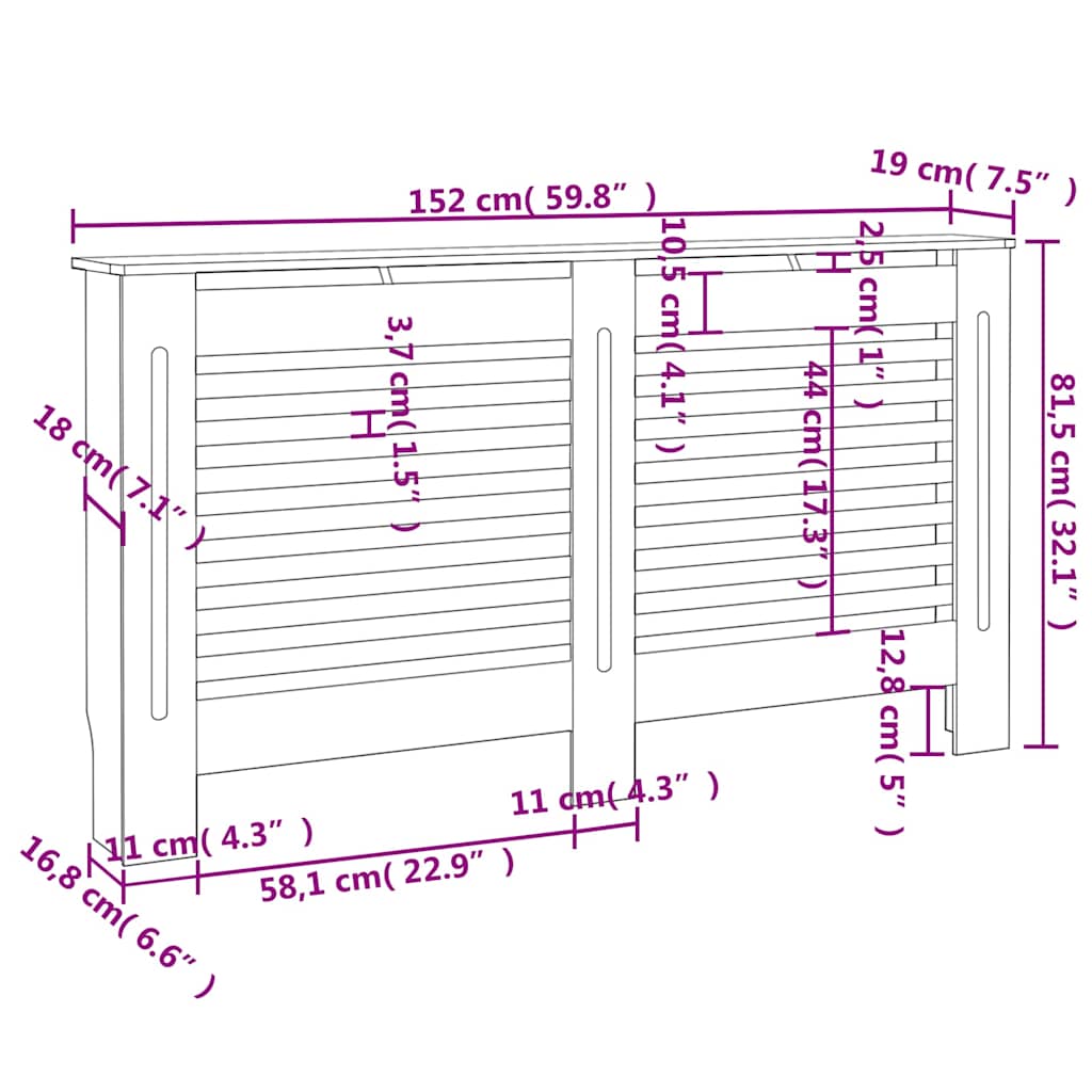 Radiatorombouw 152x19x81,5 cm MDF wit is nu te koop bij PeponiXL, paradijselijk wonen!