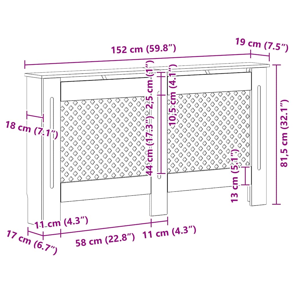 Radiatorombouw 152x19x81,5 cm MDF wit is nu te koop bij PeponiXL, paradijselijk wonen!