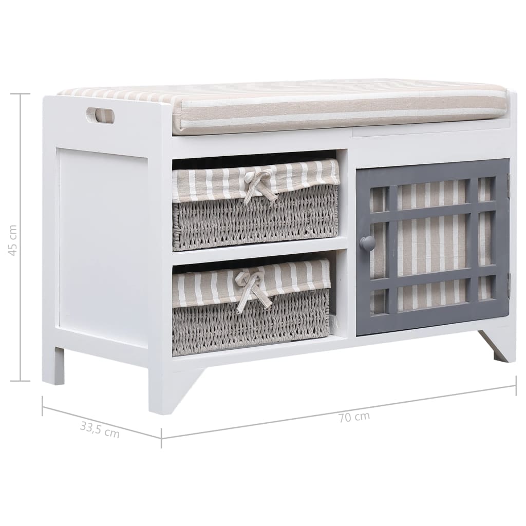 Halbank 70x33,5x45 cm paulowniahout wit is nu te koop bij PeponiXL, paradijselijk wonen!