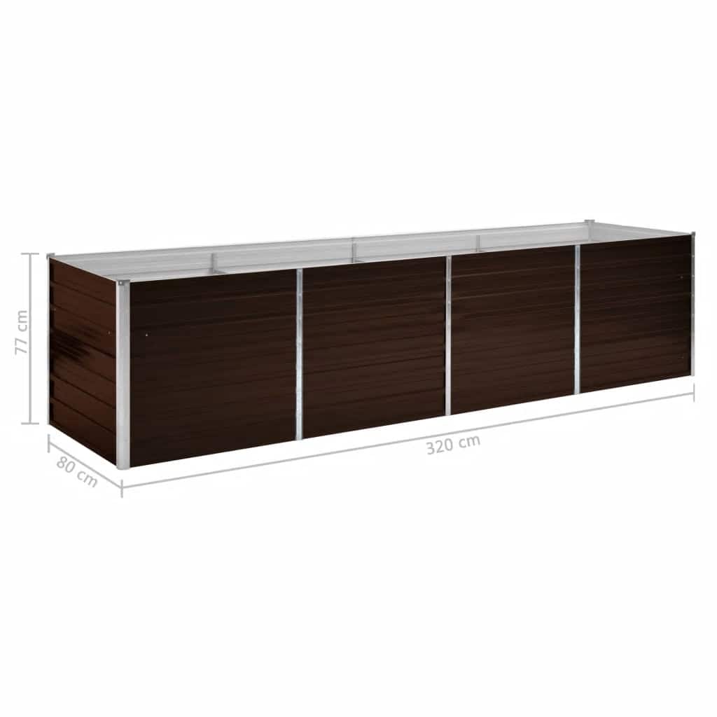 Plantenbak verhoogd 320x80x77 cm gegalvaniseerd staal bruin is nu te koop bij PeponiXL, paradijselijk wonen!