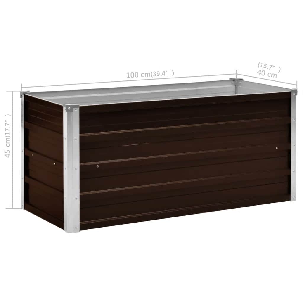 Plantenbak verhoogd 100x40x45 cm gegalvaniseerd staal bruin is nu te koop bij PeponiXL, paradijselijk wonen!