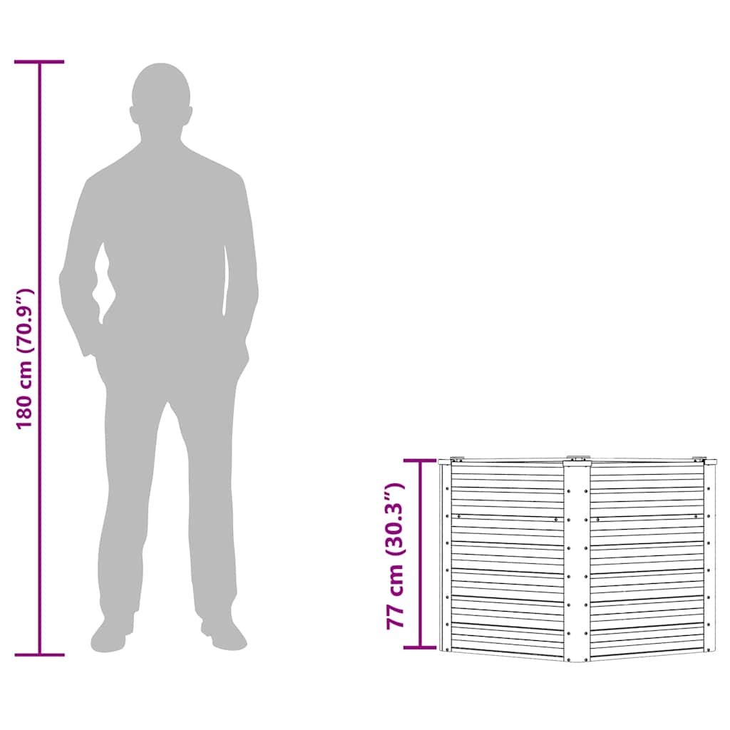 Plantenbak verhoogd 129x129x77cm gegalvaniseerd staal antraciet is nu te koop bij PeponiXL, paradijselijk wonen!