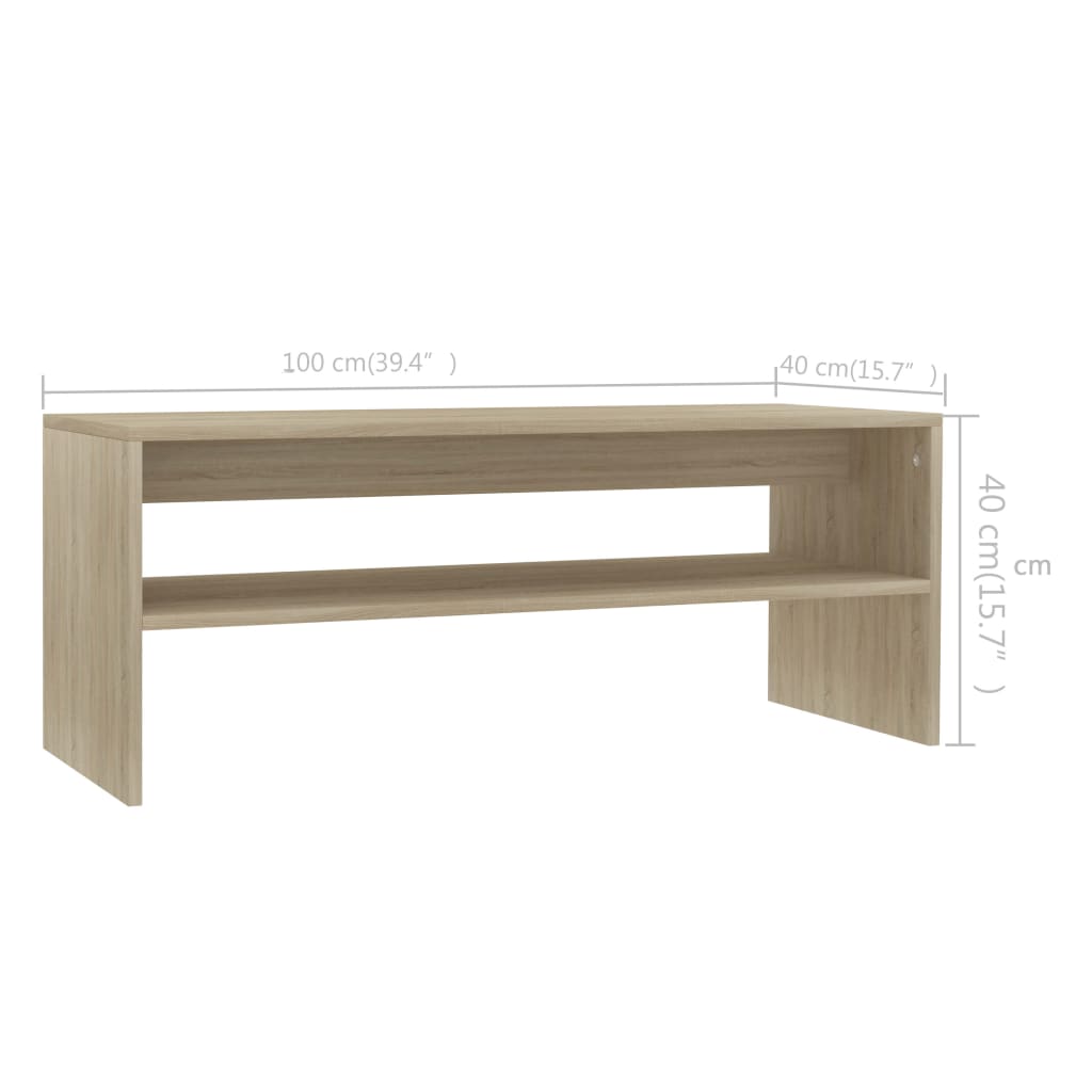 Salontafel 100x40x40 cm bewerkt hout sonoma eikenkleurig