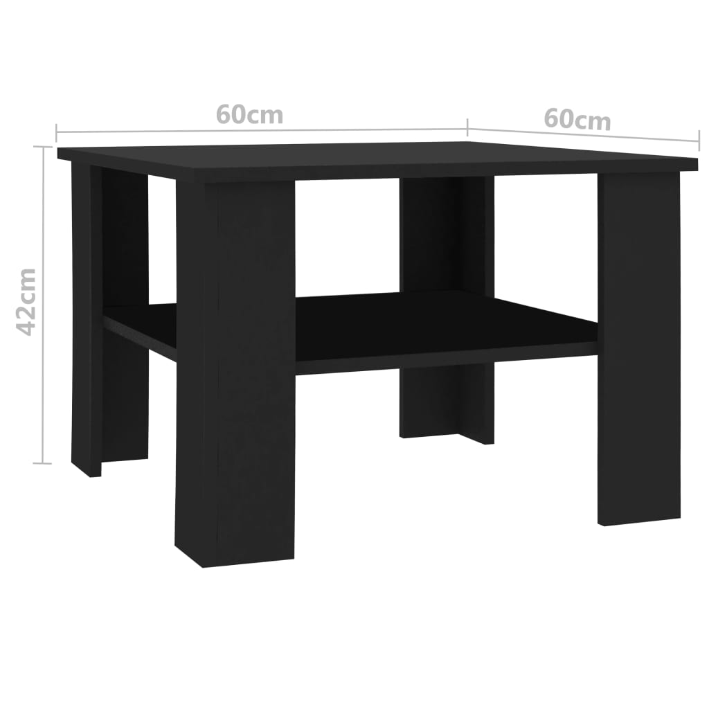 Salontafel 60x60x42 cm bewerkt hout zwart is nu te koop bij PeponiXL, paradijselijk wonen!