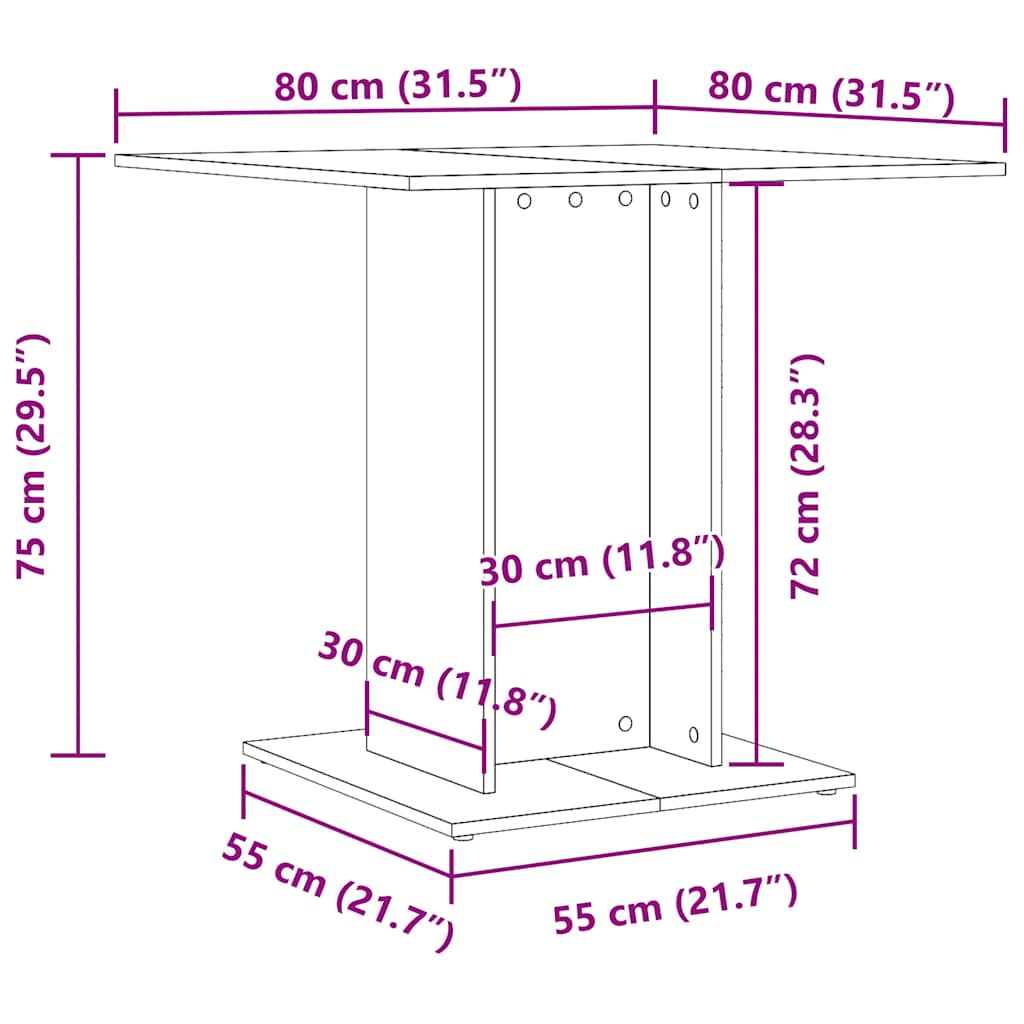 Eettafel 80x80x75 cm bewerkt hout zwart is nu te koop bij PeponiXL, paradijselijk wonen!
