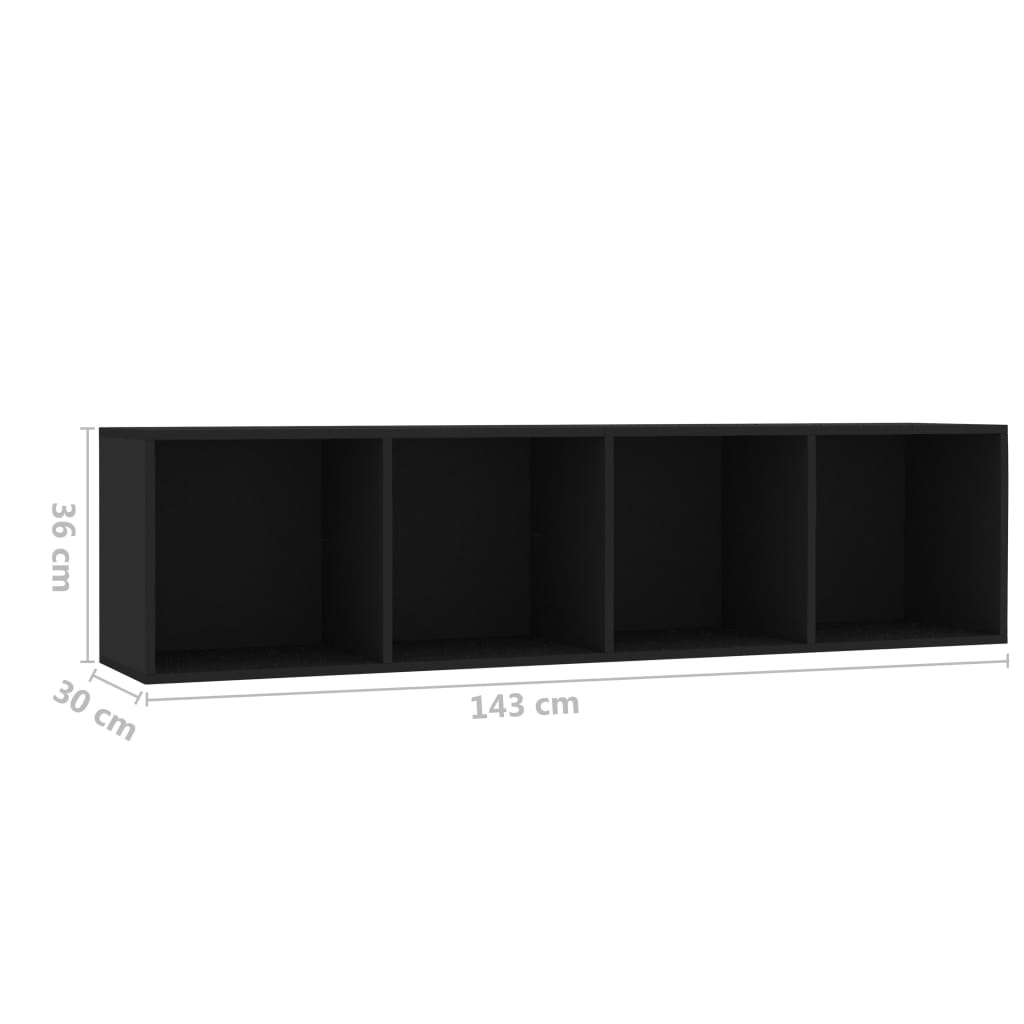 Boekenkast/tv-meubel 143x30x36 cm zwart is nu te koop bij PeponiXL, paradijselijk wonen!