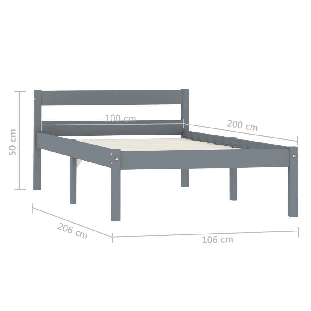 Bedframe massief grenenhout grijs 100x200 cm is nu te koop bij PeponiXL, paradijselijk wonen!