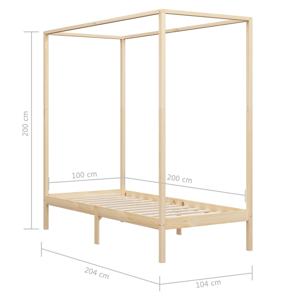 Hemelbedframe massief grenenhout 100x200 cm is nu te koop bij PeponiXL, paradijselijk wonen!