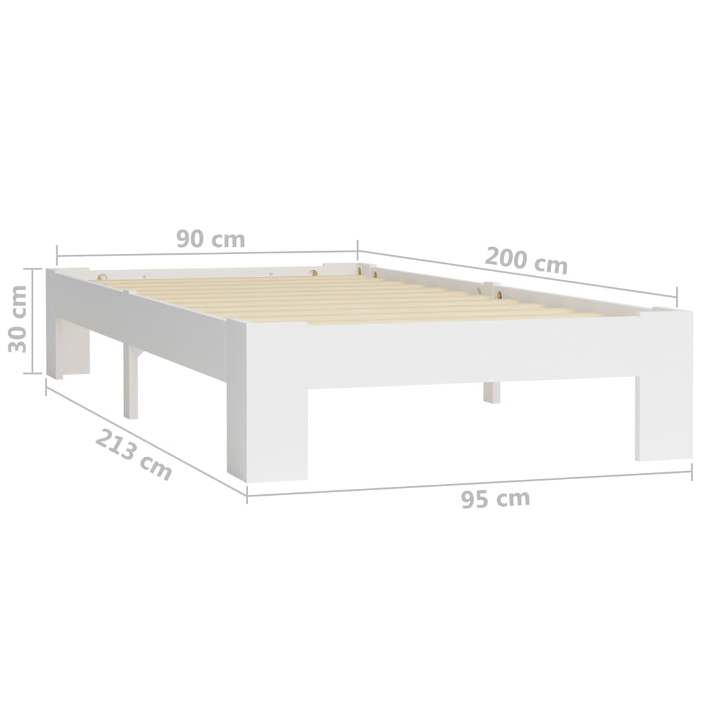 Bedframe massief grenenhout wit 90x200 cm is nu te koop bij PeponiXL, paradijselijk wonen!
