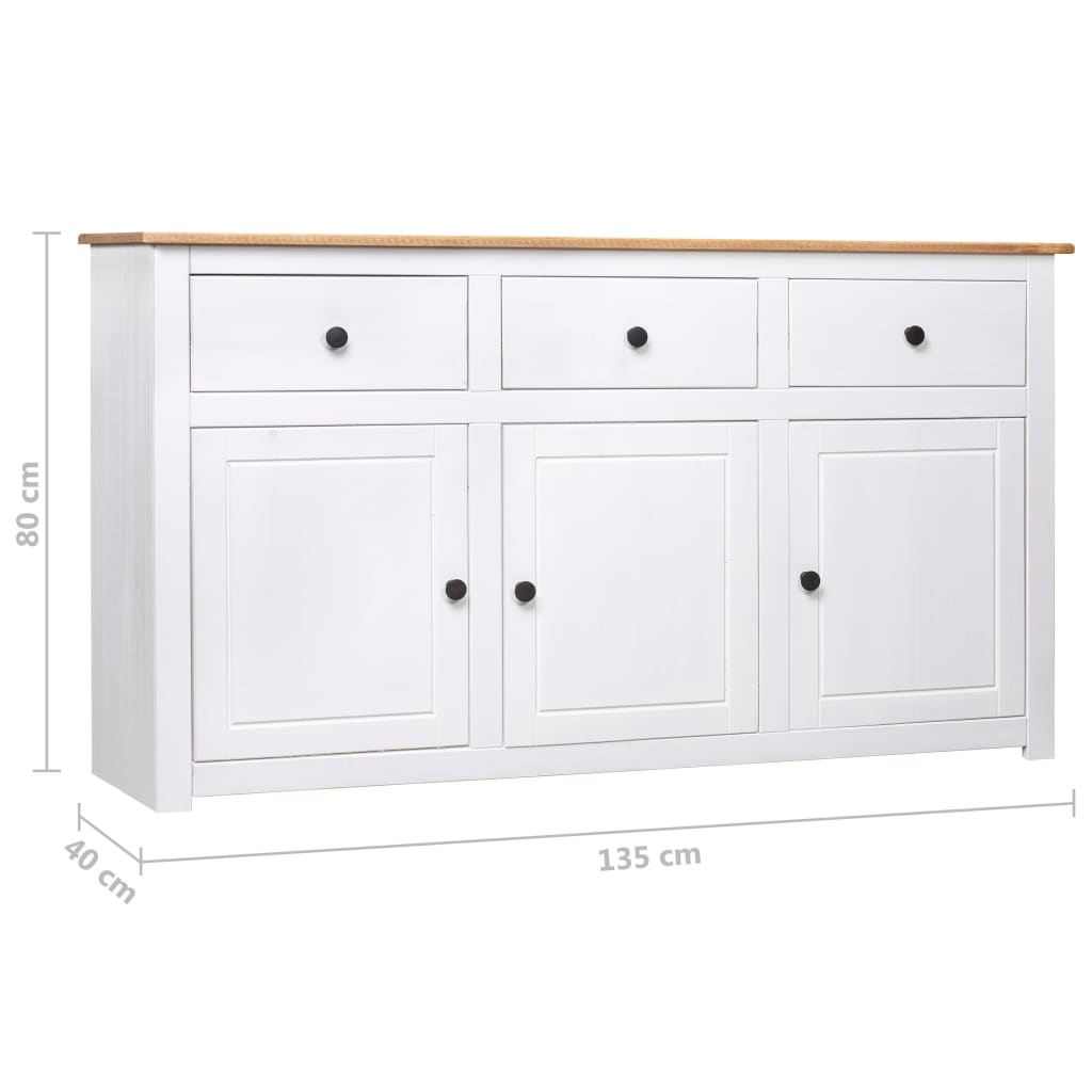 Dressoir Panama Range 135x40x80 cm massief grenenhout wit is nu te koop bij PeponiXL, paradijselijk wonen!