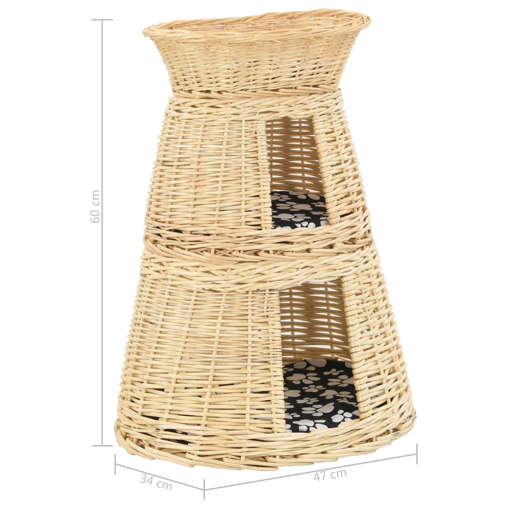 3-delige Kattenmandset met kussens 47x34x60cm natuurlijk wilgen is nu te koop bij PeponiXL, paradijselijk wonen!