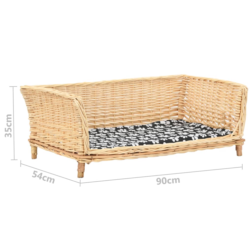 Hondenmand met kussen 90x54x35 cm natuurlijk wilgen is nu te koop bij PeponiXL, paradijselijk wonen!