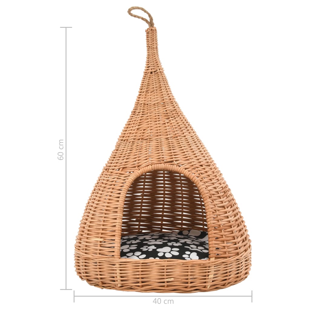Kattenhuis met kussen tipi 40x60 cm natuurlijk wilgen is nu te koop bij PeponiXL, paradijselijk wonen!