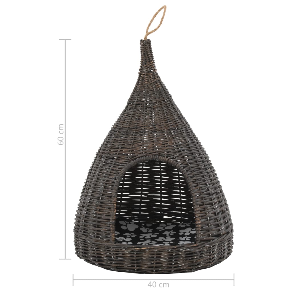 Kattenhuis met kussen tipi 40x60 cm natuurlijk wilgen grijs is nu te koop bij PeponiXL, paradijselijk wonen!