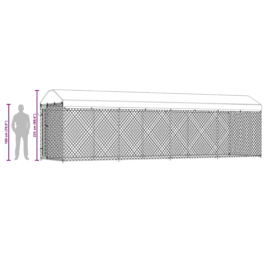 Hondenkennel voor buiten met dak 760x190x225 m is nu te koop bij PeponiXL, paradijselijk wonen!