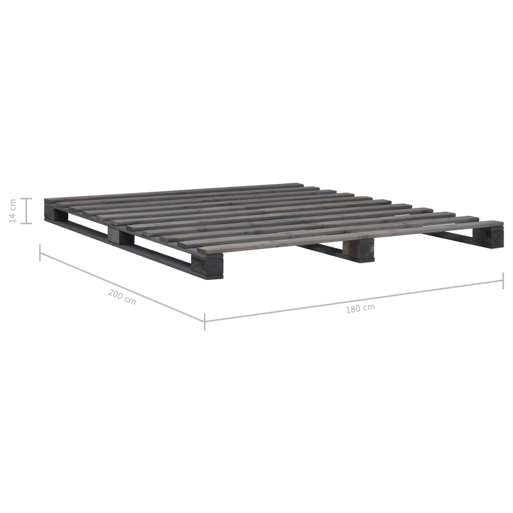 Bedframe pallet massief grenenhout grijs 180x200 cm is nu te koop bij PeponiXL, paradijselijk wonen!