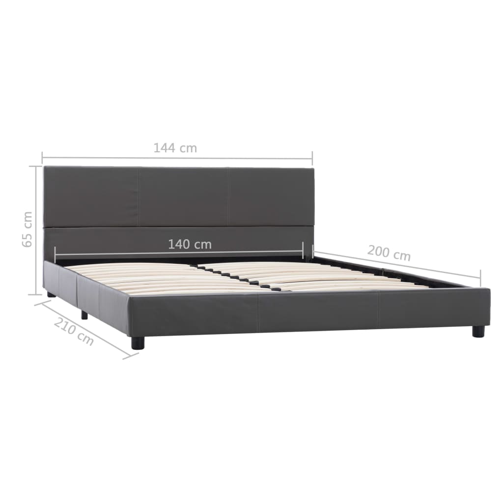 Bedframe kunstleer grijs 140x200 cm is nu te koop bij PeponiXL, paradijselijk wonen!