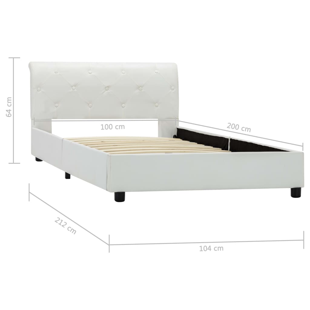 Bedframe kunstleer wit 100x200 cm is nu te koop bij PeponiXL, paradijselijk wonen!
