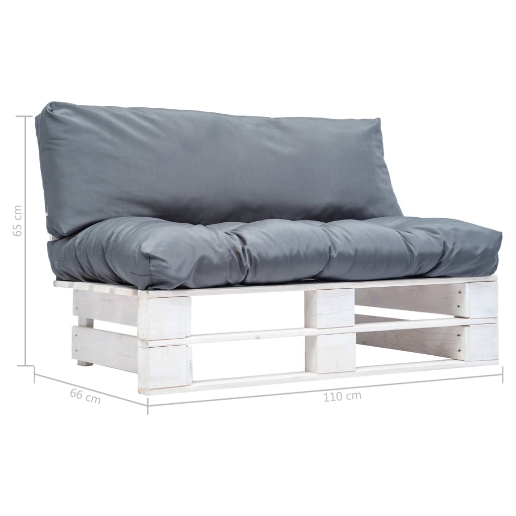 Tuinbank pallet met grijze kussens grenenhout is nu te koop bij PeponiXL, paradijselijk wonen!