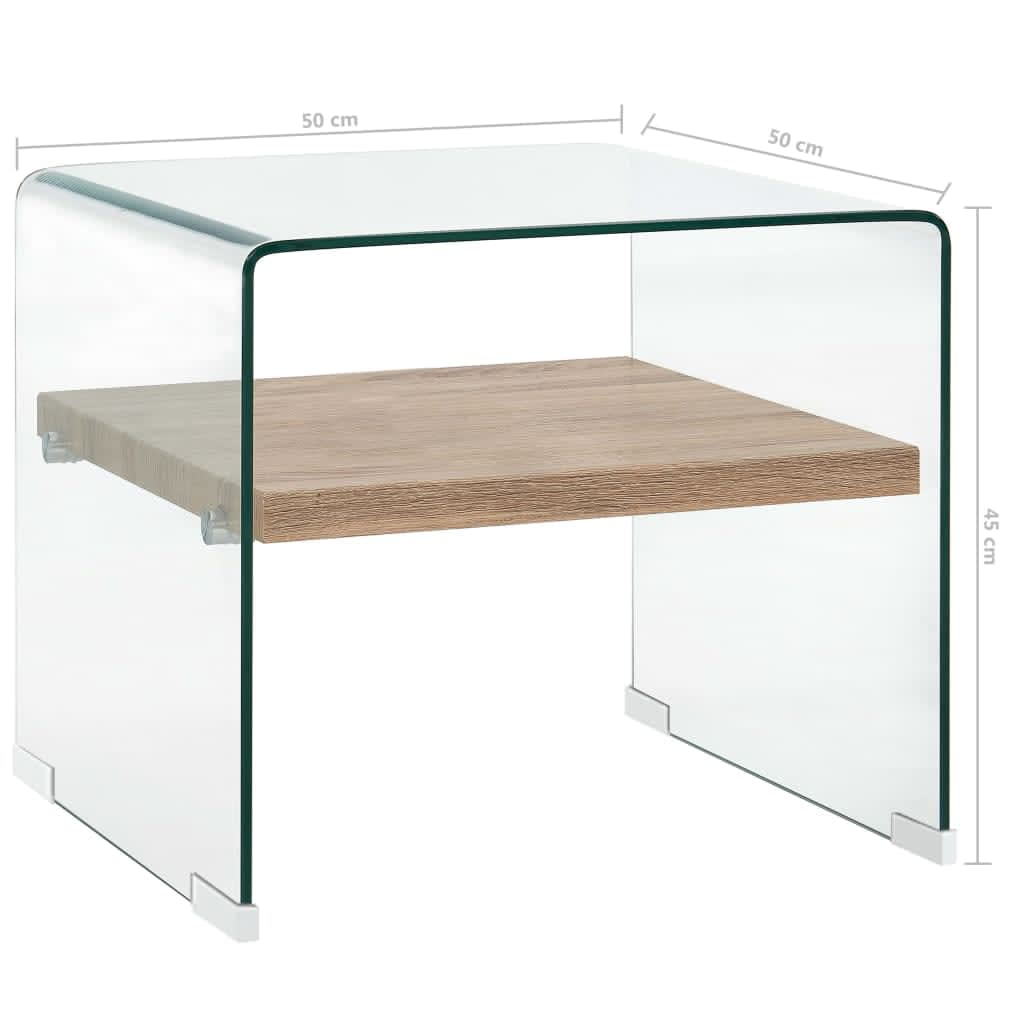 Salontafel 50x50x45 cm gehard glas transparant is nu te koop bij PeponiXL, paradijselijk wonen!