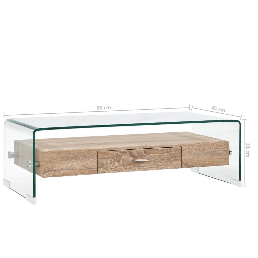 Salontafel 98x45x31 cm gehard glas transparant is nu te koop bij PeponiXL, paradijselijk wonen!