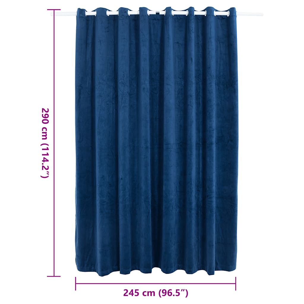 Gordijn verduisterend met ringen 290x245 cm fluweel blauw is nu te koop bij PeponiXL, paradijselijk wonen!