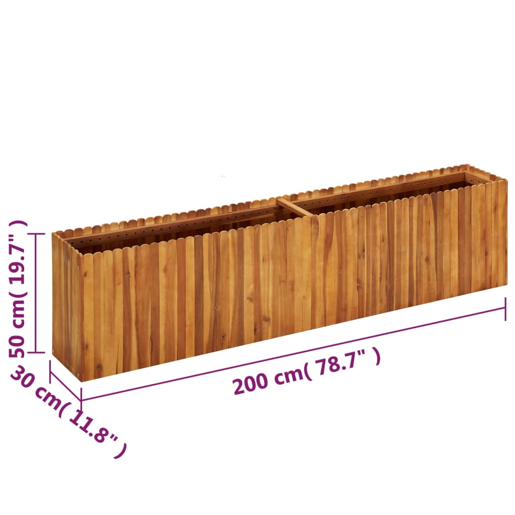 Plantenbak verhoogd 200x30x50 cm massief acaciahout is nu te koop bij PeponiXL, paradijselijk wonen!