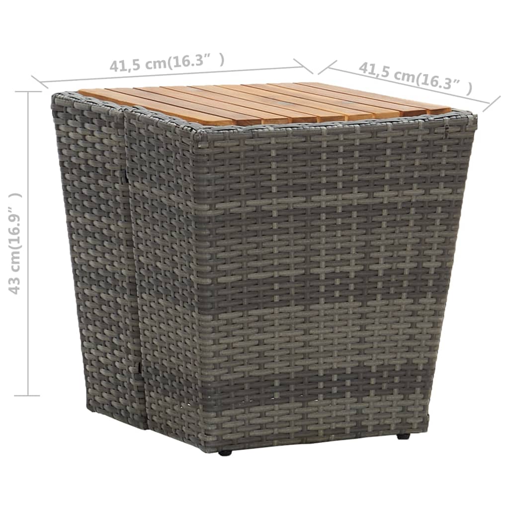 Theetafel 41,5x41,5x43 cm poly rattan massief acaciahout grijs is nu te koop bij PeponiXL, paradijselijk wonen!