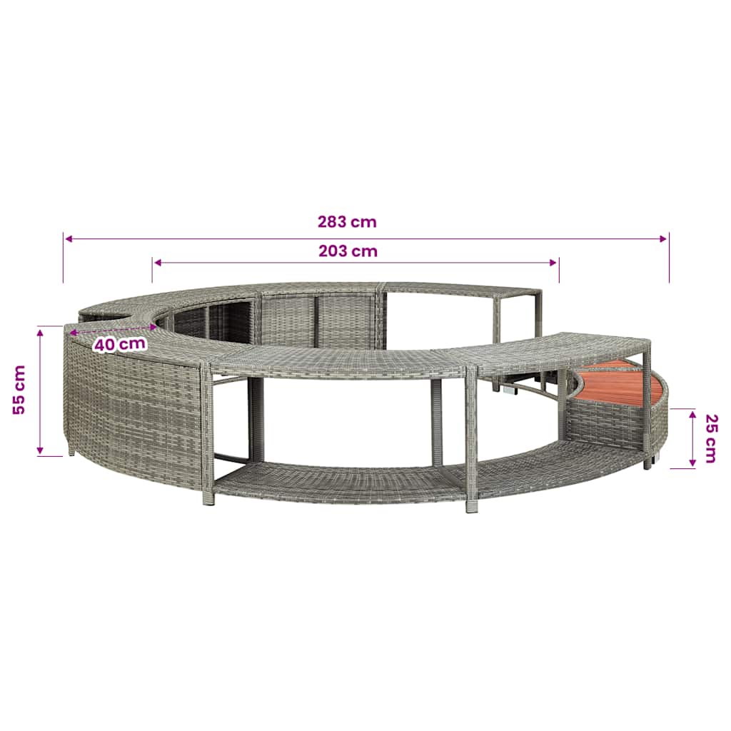 Hottub-ombouw poly rattan grijs is nu te koop bij PeponiXL, paradijselijk wonen!