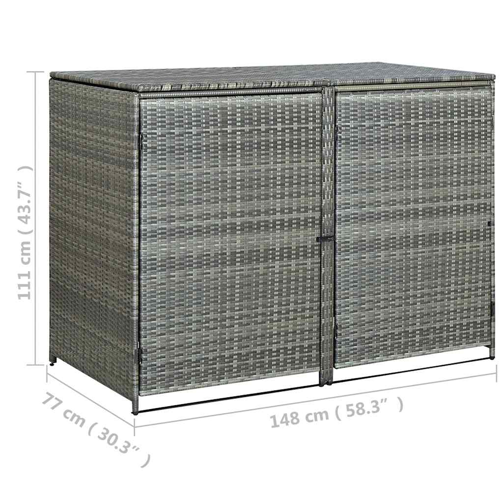 Containerberging dubbel 148x77x111 cm poly rattan antraciet is nu te koop bij PeponiXL, paradijselijk wonen!